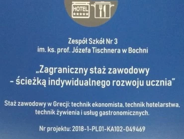 Plakat dotyczyący stażu zawodowego w grecji